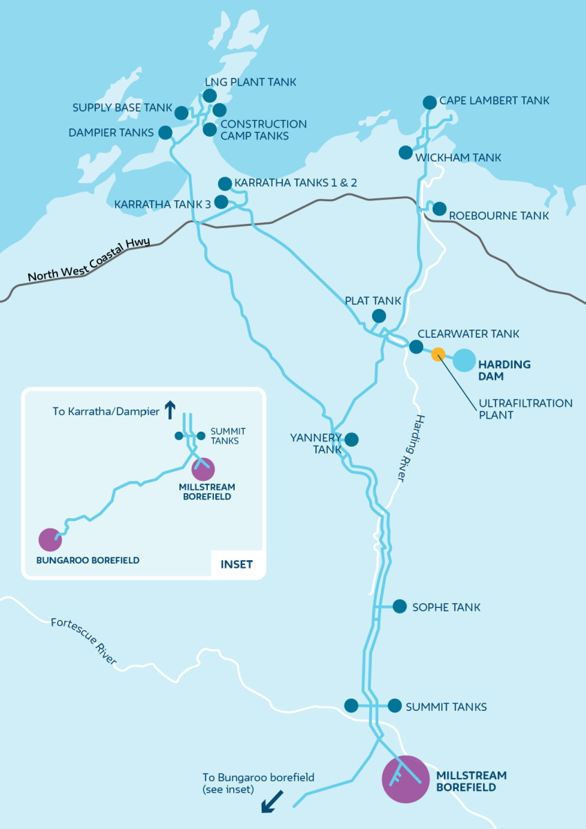 a map of the Pilbara water scheme 