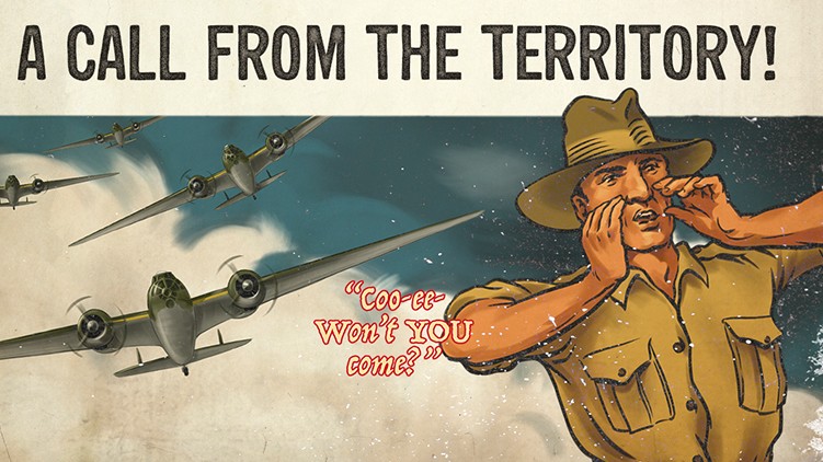 a banner encouraging military tourism 