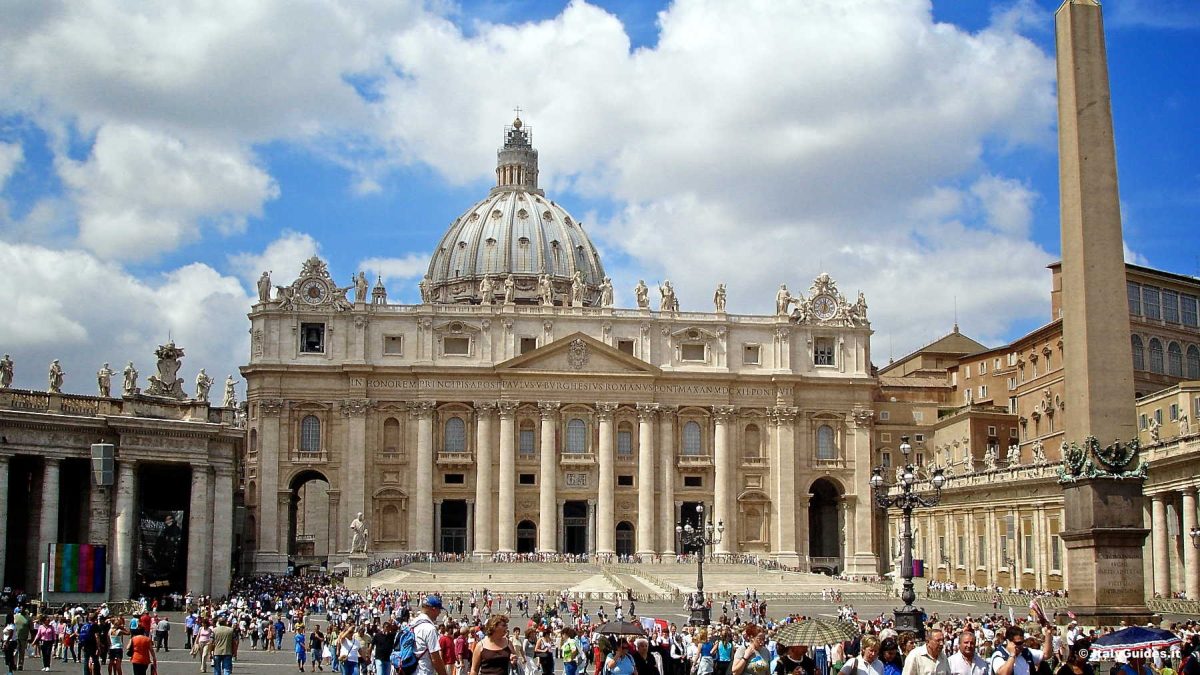 a church and people in a square