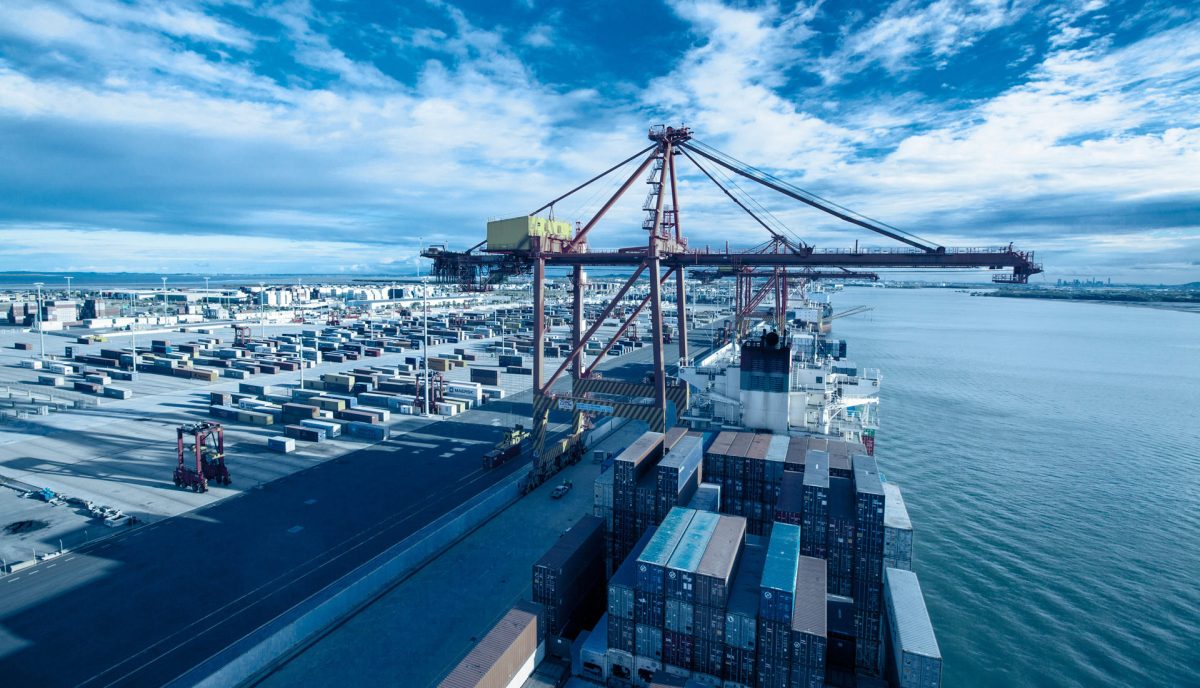 containers at a port