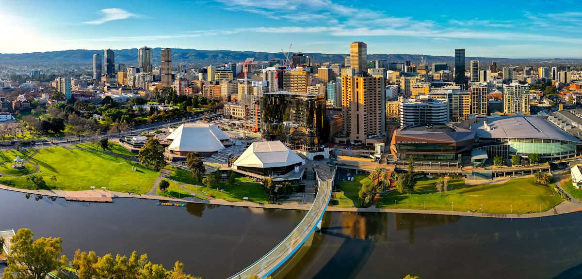 city skyline and river
