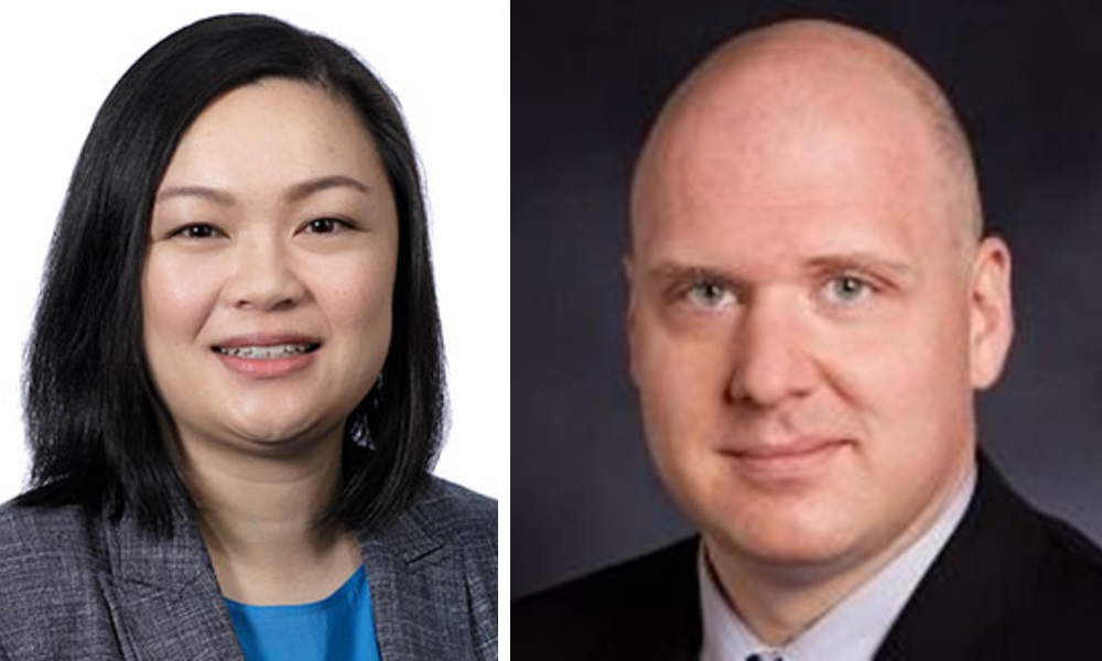 combined images of a smiling woman and a smiling man