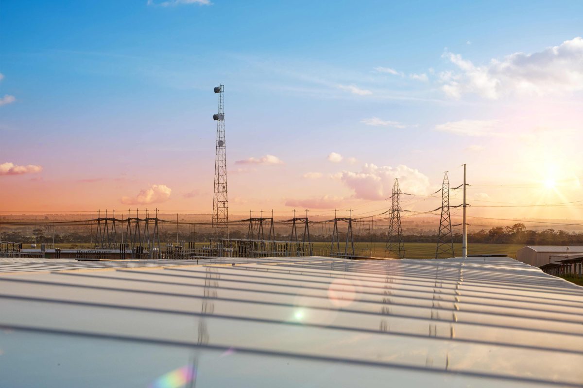 solar panels and towers