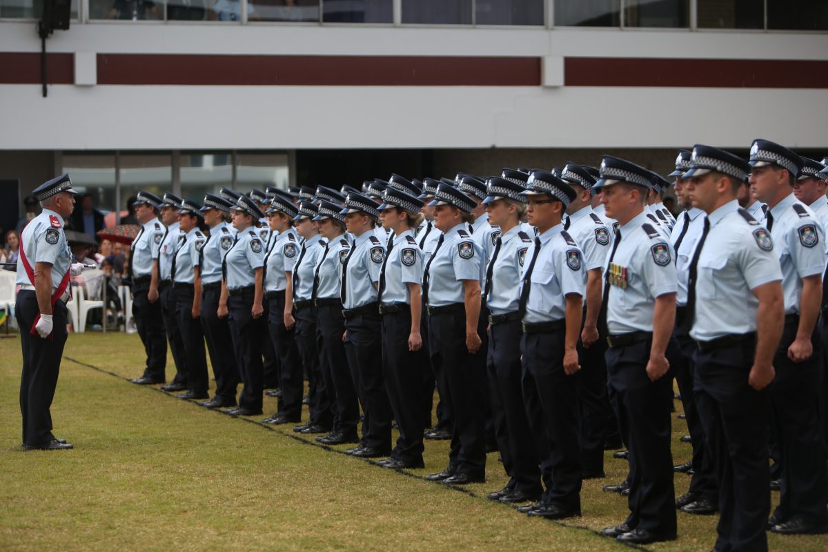 police recruits at their graduation ceremony