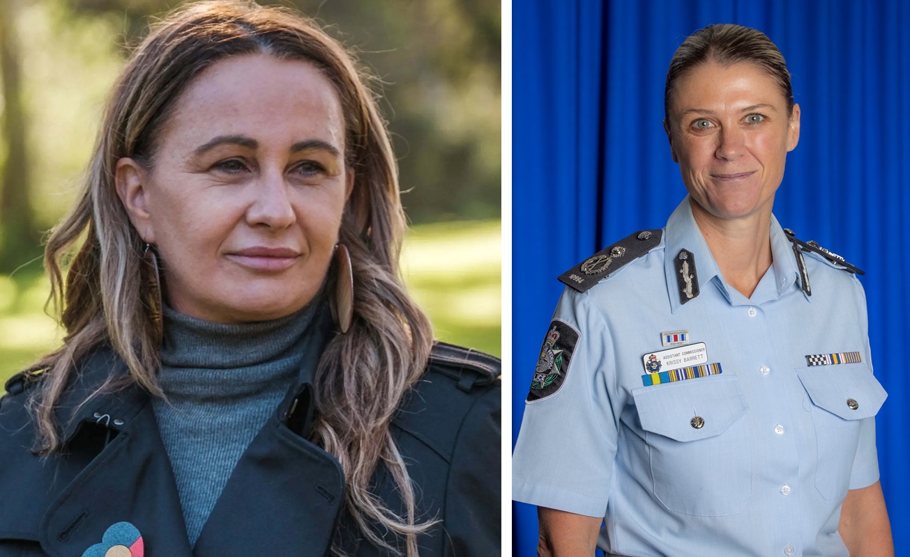 composite photo of a woman and a female AFP commander
