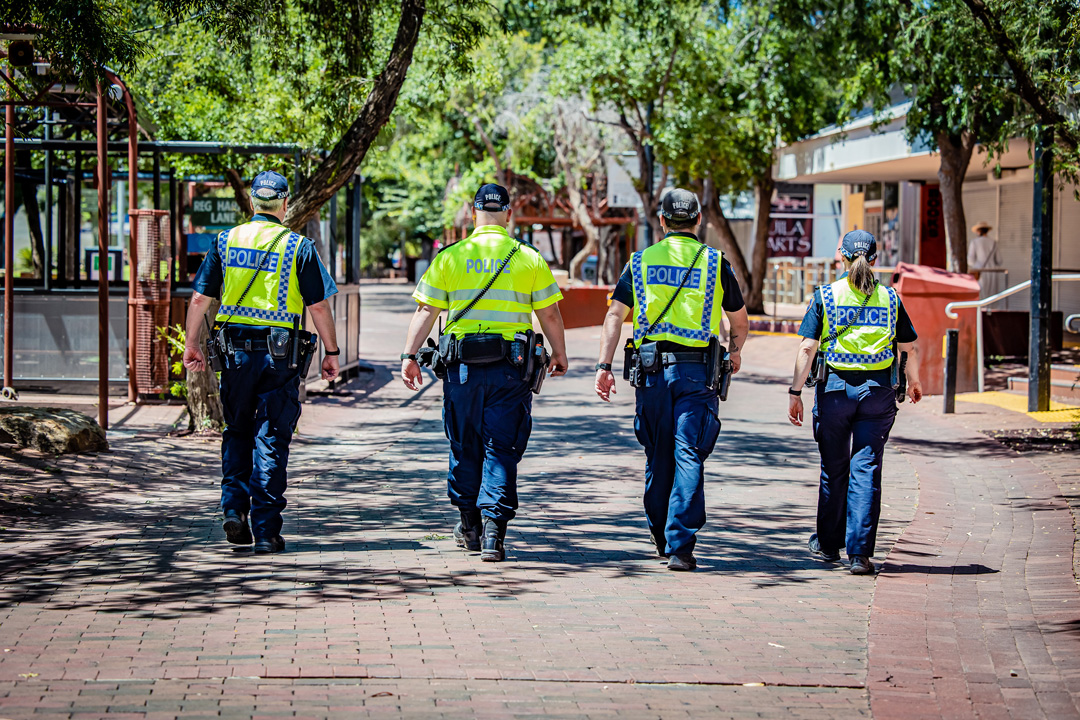 police officers on foot patrol