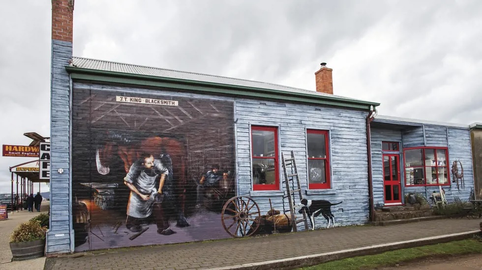 mural featuring a blacksmith
