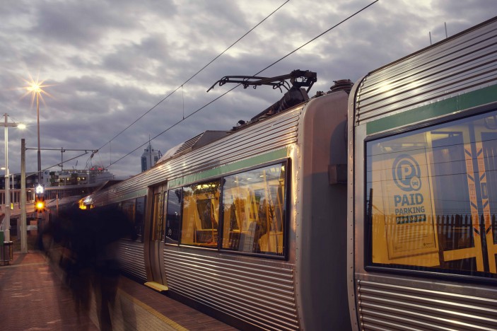 passenger train at a station