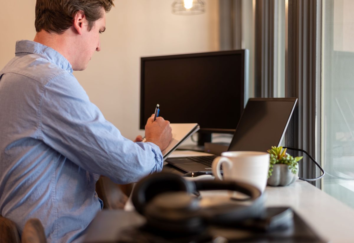 A man working from home 
