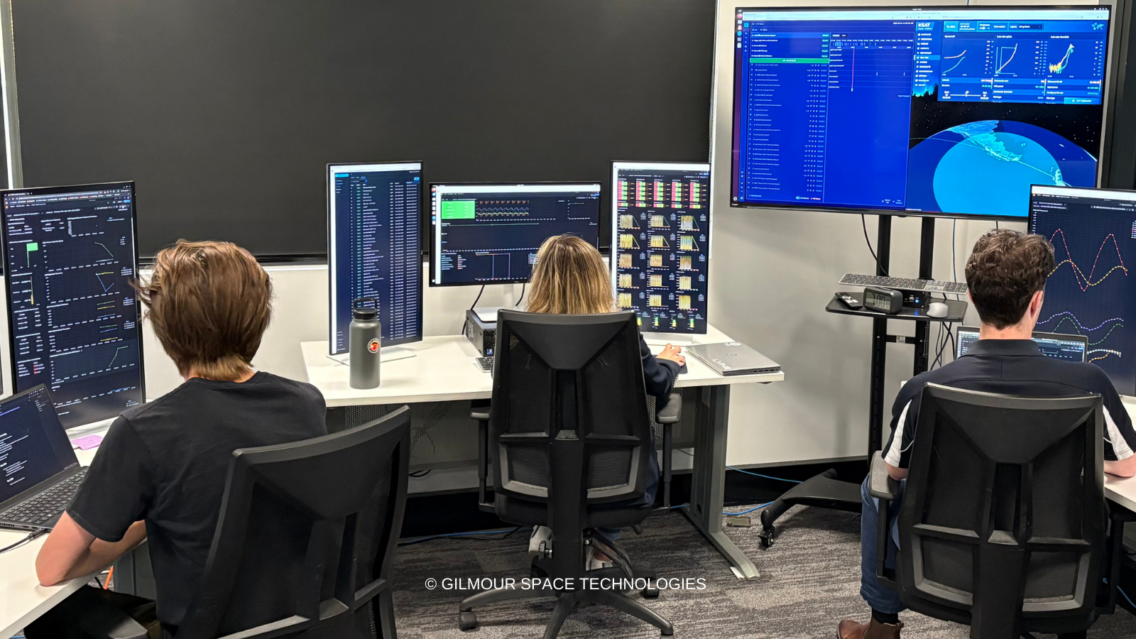 three people at their desks with computers