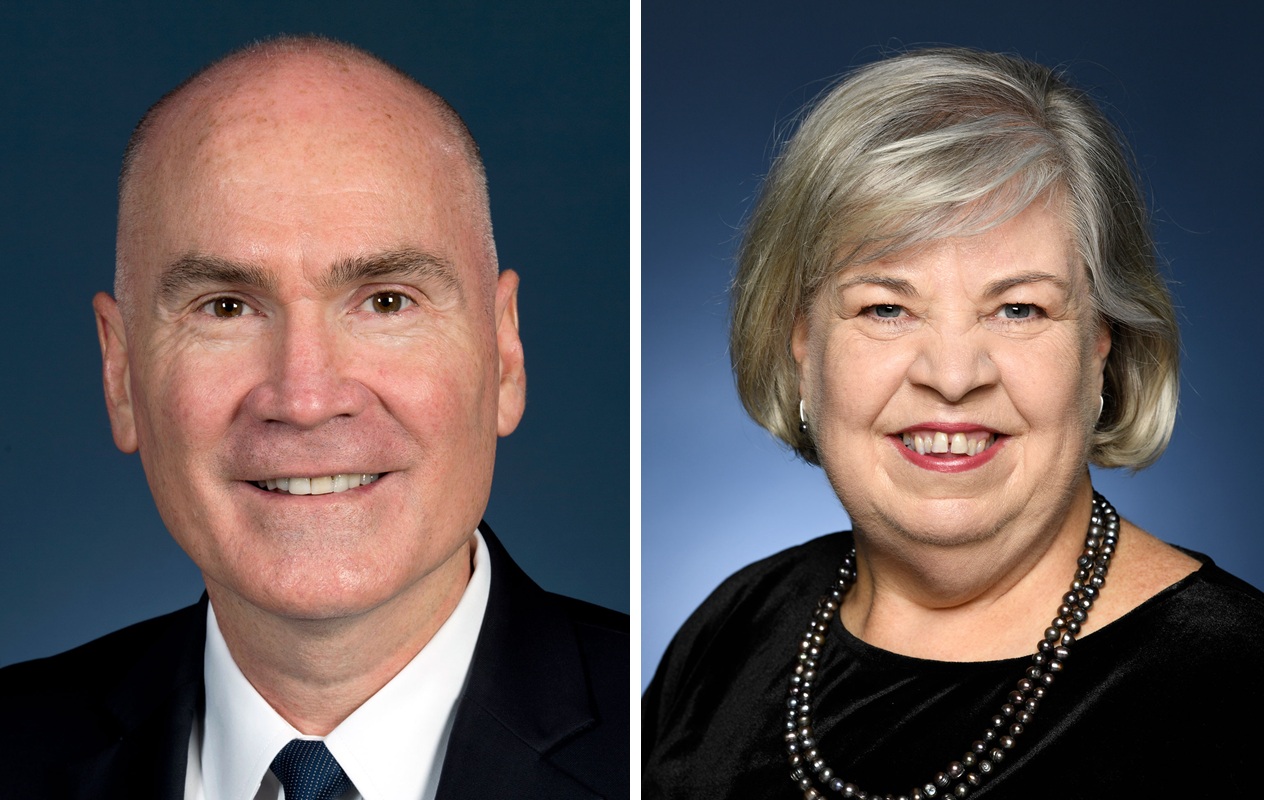 combined image of a smiling man and a smiling woman