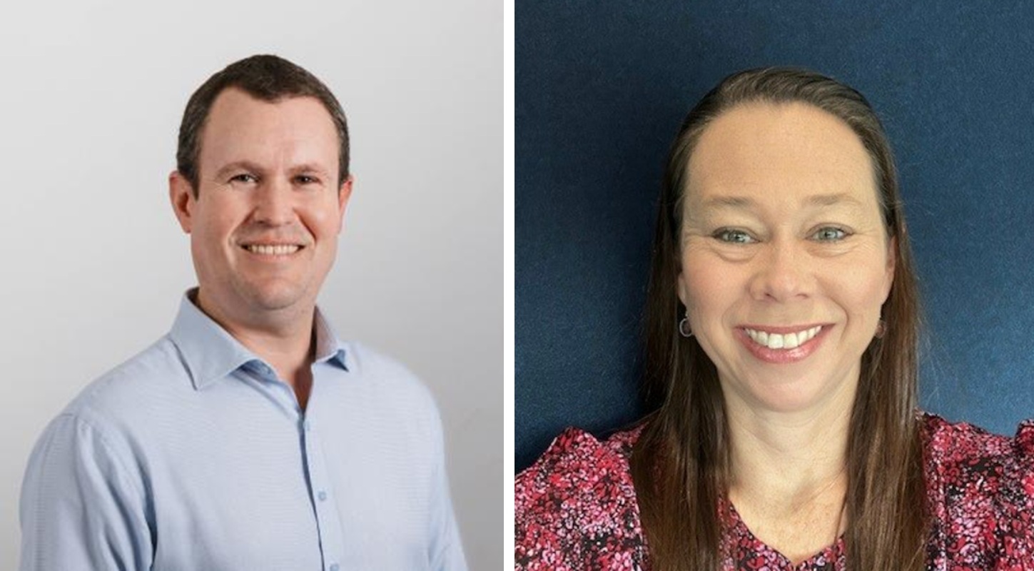 combined image of a smiling man and a smiling woman