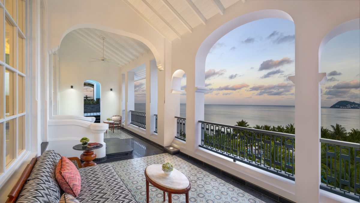 hotel balcony with sea view