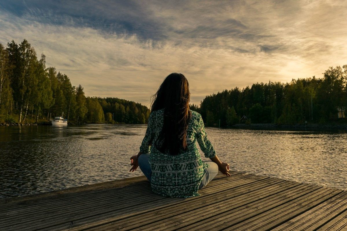 Woman near lake