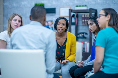 Person talking to a group