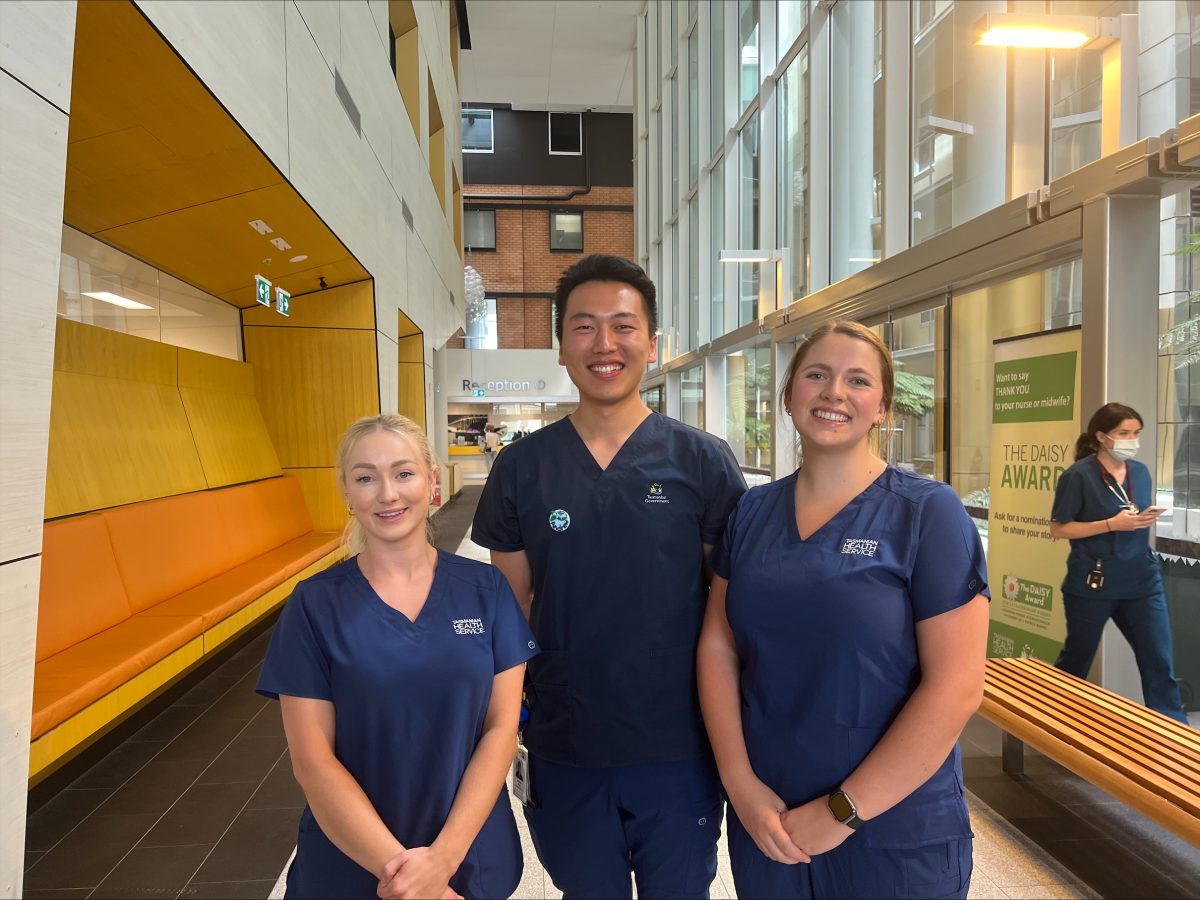 three healthcare workers