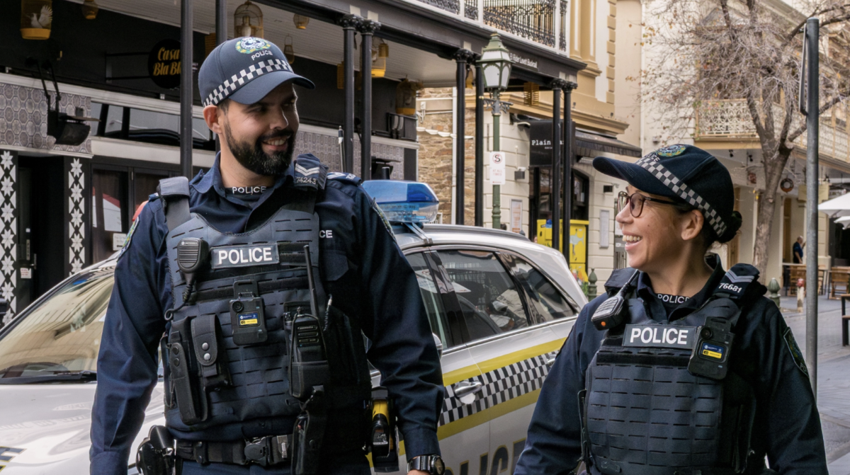 a policeman and a policewoman