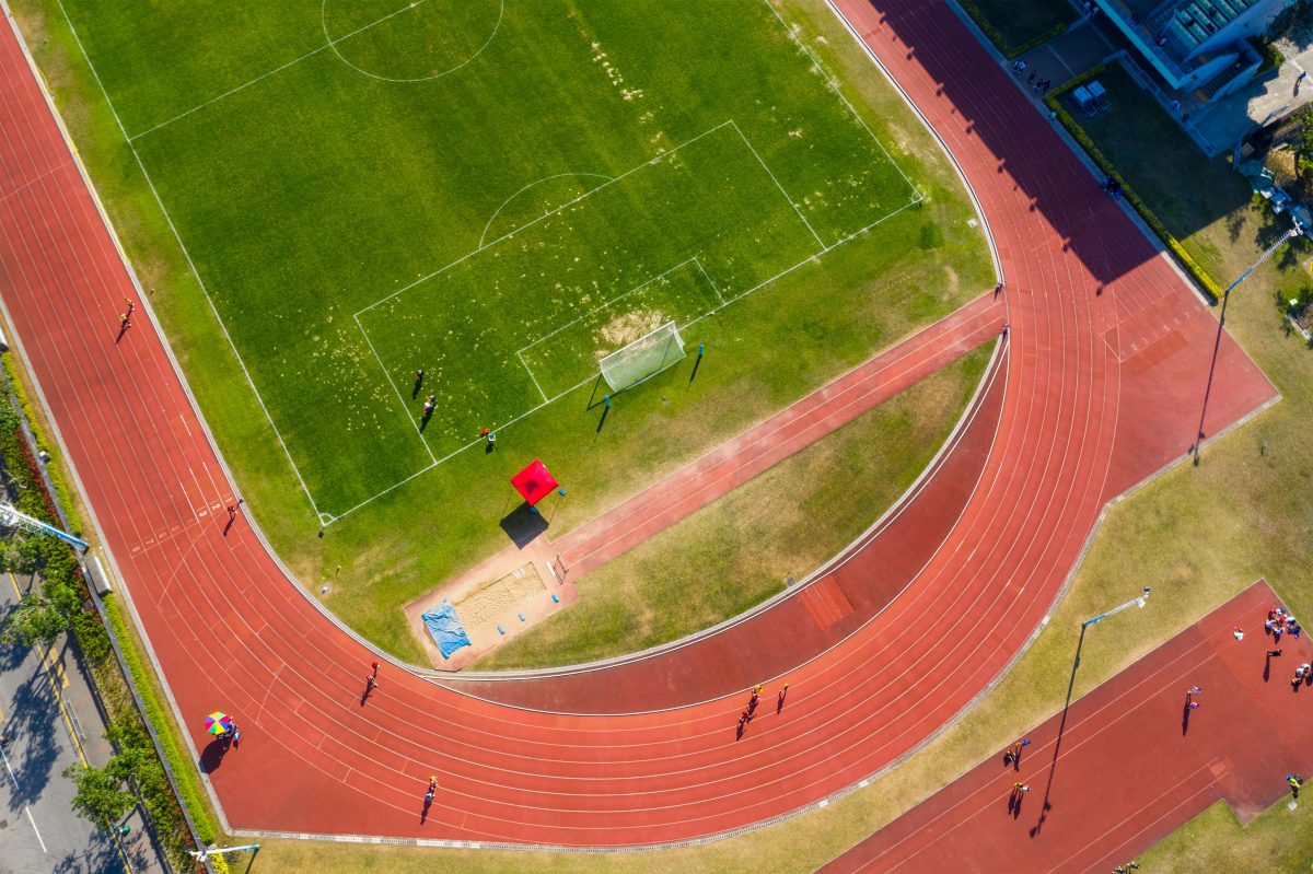 sports field and athletics track