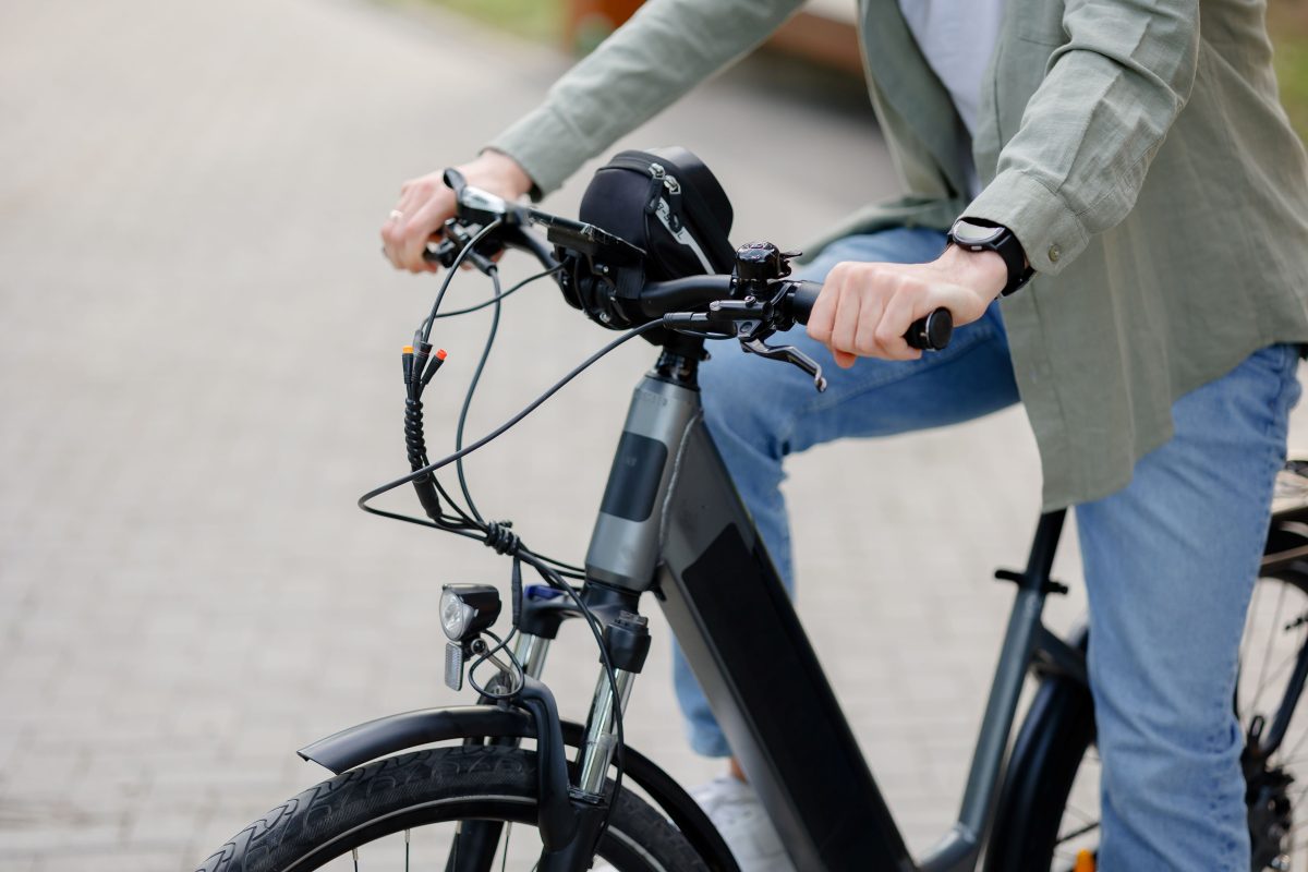 A person riding an e-bike