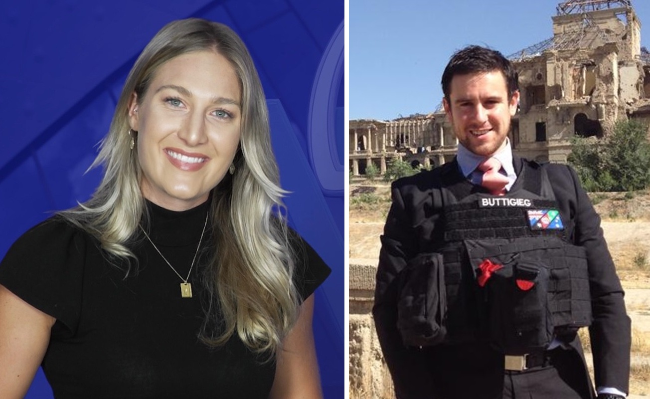 combined image of a smiling woman and a smiling man