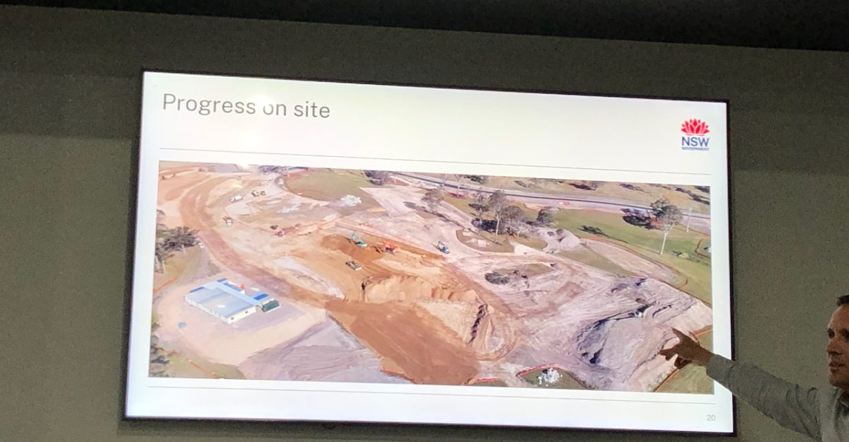 Southern NSW Local Health District's project director of health infrastructure Matt Malone showed the audience an aerial shot of the hospital construction site, showing progress. 