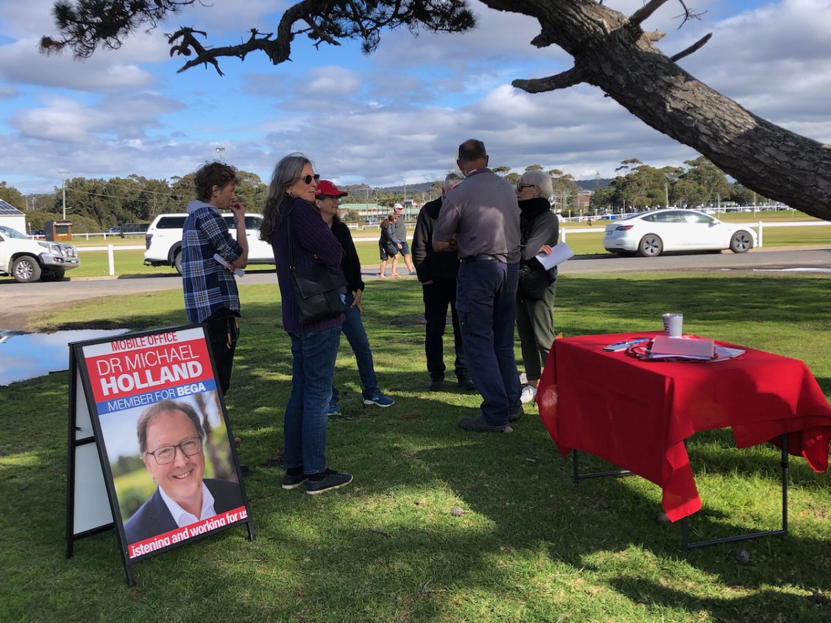 people at an MP's mobile office visit