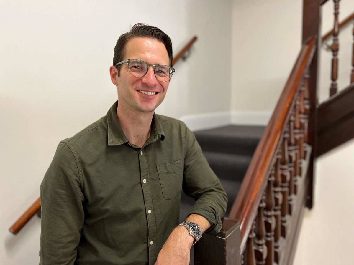 man standing on staircase