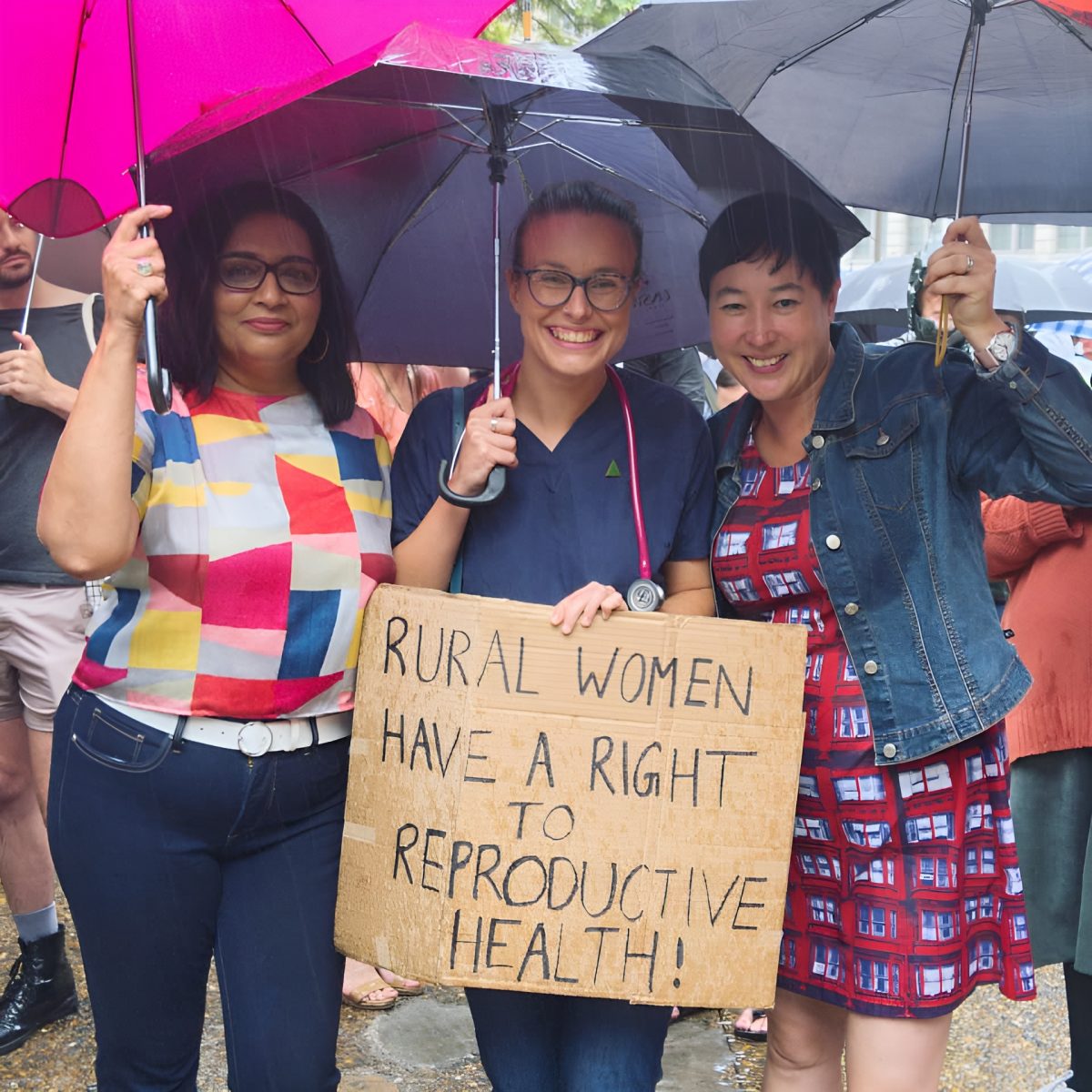 Amanda Cohn holds pro-choice sign