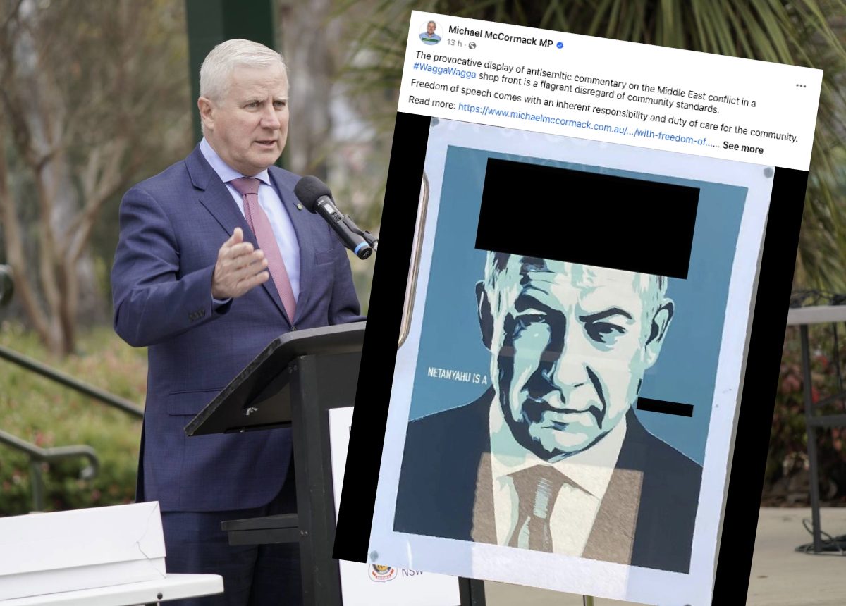 Michael McCormack has labelled a Wagga poster campaign 'anti-Semitic'. 